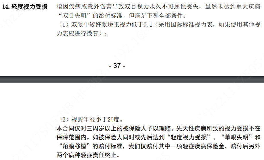 保單條款輕癥賠付標準.png